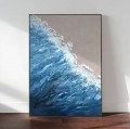 Texture de minimalisme d’art de mur bleu vague de plage